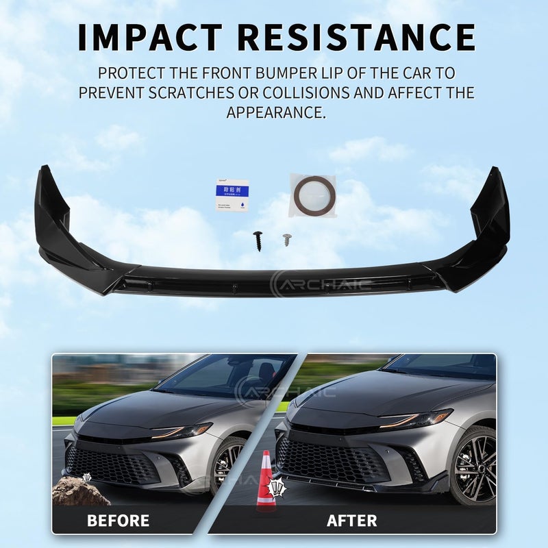 Archaic Front Bumper Lip Spoiler Compatible for 9th Gen 2025 2026 Toyota Camry SE XSE,Splitter Under Chin Spoiler Body Kit Camry Accessories（Not Fit for with DRL & Fog Lights Models） - Image 4